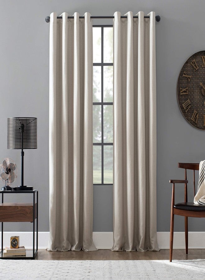Archaeo Linen Total Blackout Grommet Top Curtain, 52" x 95", Pearl - Image 1